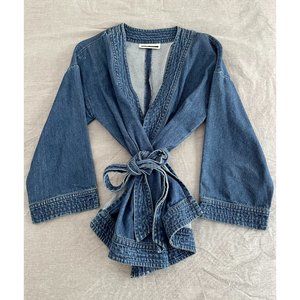 Noisy May | Denim Wrap Kimono Style Wrap Jacket | Small